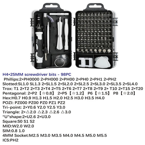 115-tlg. Magnetisches Präzisions-Schraubendreher-Bit-Set – Universal Werkzeug