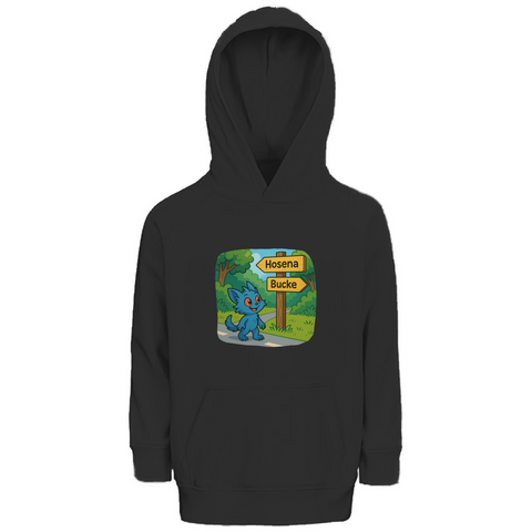 Kinder Premium Bio Hoodie Mieps auf dem Radweg