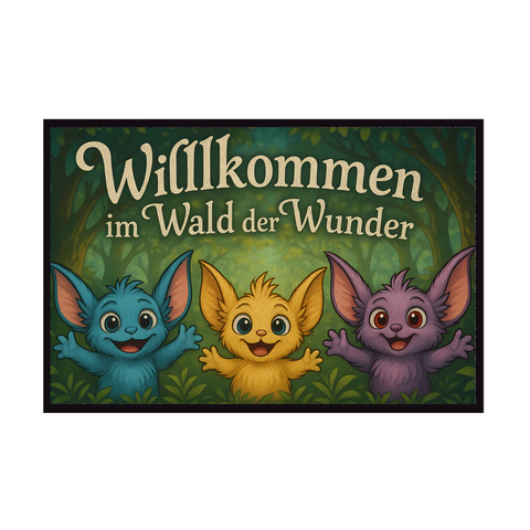 Fußmatte mit Gummirand "Miepse - Willkommen im Wald der Wunder"