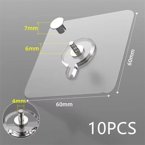 Selbstklebende transparente Wandhaken – 10er Set