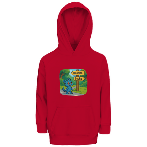 Kinder Premium Bio Hoodie Mieps auf dem Radweg